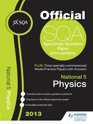 cover image of SQA Specimen Papers 2013 National 5 Physics and Model Papers
